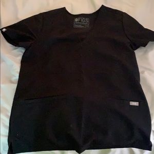 Figs black three pocket scrub top